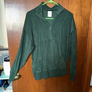 Aerie Deep Green Zip-Up Sweater